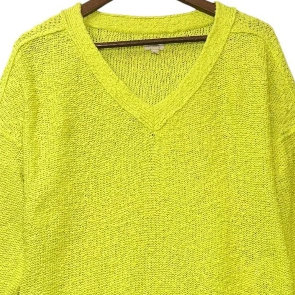 Pilcro Anthropologie Womens Textured Sweater S Yellow Neon Slouchy Oversized
